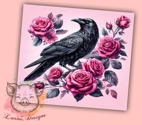 Gothic Raven Spooky Halloween 20oz Tumbler Png, Straight & Tapered Tumbler Png, Raven Tumbler Png, Digital Download PNG Sublimation Lara' s Designs 