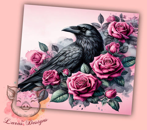 Gothic Raven Spooky Halloween 20oz Tumbler Png, Straight & Tapered Tumbler Png, Raven Tumbler Png, Digital Download PNG Sublimation Lara' s Designs 