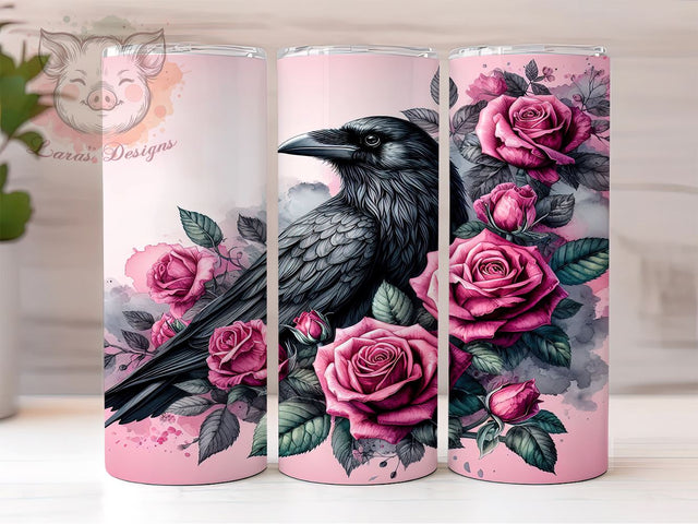 Gothic Raven Spooky Halloween 20oz Tumbler Png, Straight & Tapered Tumbler Png, Raven Tumbler Png, Digital Download PNG Sublimation Lara' s Designs 