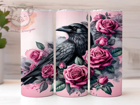 Gothic Raven Spooky Halloween 20oz Tumbler Png, Straight & Tapered Tumbler Png, Raven Tumbler Png, Digital Download PNG Sublimation Lara' s Designs 