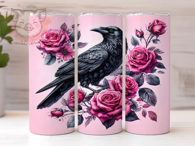 Gothic Raven Spooky Halloween 20oz Tumbler Png, Straight & Tapered Tumbler Png, Raven Tumbler Png, Digital Download PNG Sublimation Lara' s Designs 