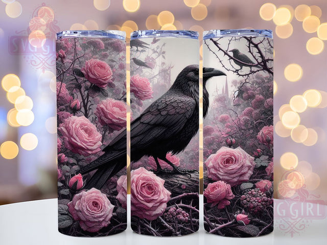Gothic Raven Spooky Halloween Tumbler, Spooky Halloween Wrap, Dark Bird Cup Design, 20Oz Sublimation Tumbler, Haunted Drinkware, Raven Lover Gift, Creepy Gothic Wrap Sublimation SvggirlplusArt 