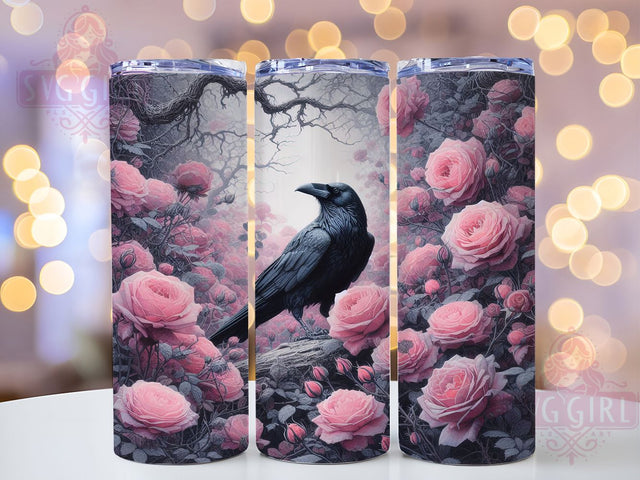 Gothic Raven Spooky Halloween Tumbler, Spooky Halloween Wrap, Dark Bird Cup Design, 20Oz Sublimation Tumbler, Haunted Drinkware, Raven Lover Gift, Creepy Gothic Wrap Sublimation SvggirlplusArt 