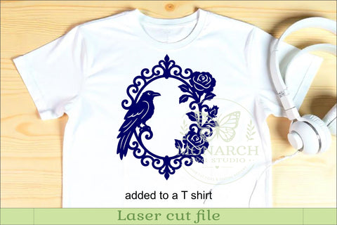Gothic Raven Wall Art SVG, Victorian Rose Frame Laser Cut SVG APInspireddesigns 