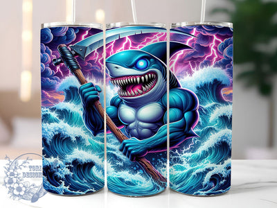 Gothic Reaper Shark Tumbler, Dark Ocean Tumbler, 20oz Tumbler Wrap, Sublimation Design, Gothic Sea Creature, Shark Lover Gift, Spooky Marine Wrap Sublimation ToriDesigns 