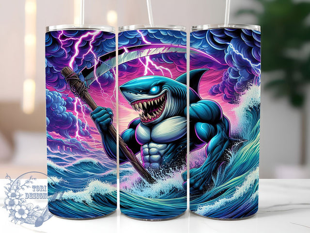 Gothic Reaper Shark Tumbler, Dark Ocean Tumbler, 20oz Tumbler Wrap, Sublimation Design, Gothic Sea Creature, Shark Lover Gift, Spooky Marine Wrap Sublimation ToriDesigns 