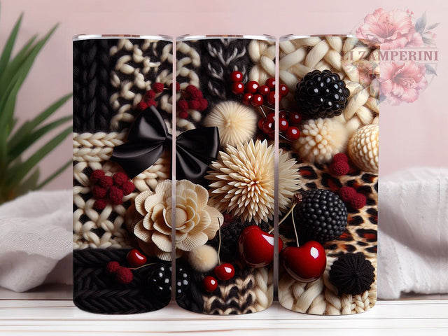 Gothic Romantic Yarn Tumbler, Gothic Valentine Pattern, Dark Romantic Design, 20Oz Sublimation Wrap, Textured Yarn Art, Gothic Heart Texture, Tumbler Sublimation Sublimation Li Zamperini 