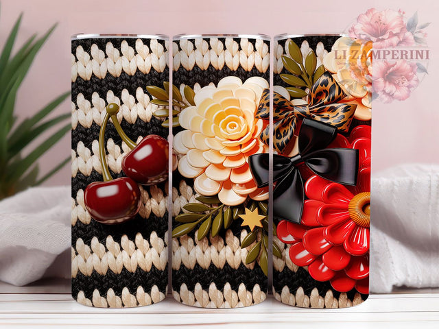 Gothic Romantic Yarn Tumbler, Gothic Valentine Pattern, Dark Romantic Design, 20Oz Sublimation Wrap, Textured Yarn Art, Gothic Heart Texture, Tumbler Sublimation Sublimation Li Zamperini 