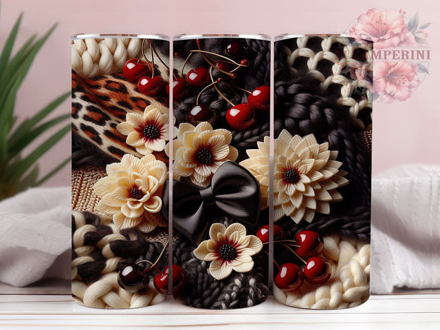 Gothic Romantic Yarn Tumbler, Gothic Valentine Pattern, Dark Romantic Design, 20Oz Sublimation Wrap, Textured Yarn Art, Gothic Heart Texture, Tumbler Sublimation Sublimation Li Zamperini 