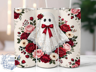 Gothic Rose Ghost Halloween 20oz Tumbler, Ghost Motif, Gothic Art Design, Rose Theme, Halloween Accent, Dark Charm, Sublimation Wrap, 20oz Tumbler Sublimation ToriDesigns 