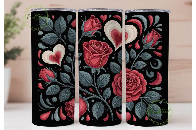 Gothic Rose Heart 20oz Tumbler Wrap Sublimation PixelChick 