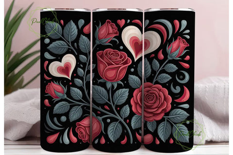 Gothic Rose Heart 20oz Tumbler Wrap Sublimation PixelChick 