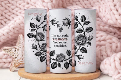 Gothic Rose Quote 20oz Tumbler Wrap Sublimation DesignSVG 