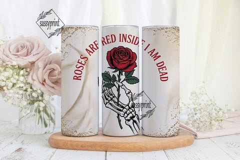 Gothic Rose Skeleton 20oz Tumbler Wrap Sublimation sassyprint 