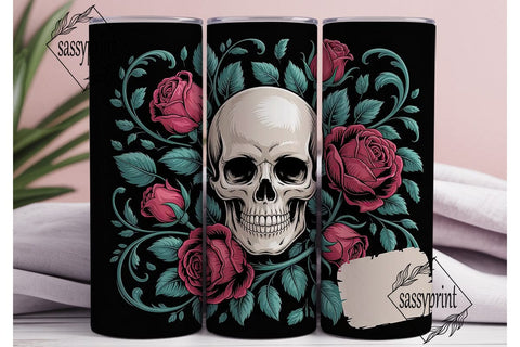 Gothic Rose Skull 20oz Tumbler Wrap Sublimation sassyprint 