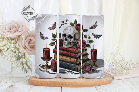 Gothic Rose Skull 20oz Tumbler Wrap Sublimation sassyprint 