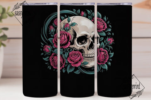 Gothic Rose Skull 20oz Tumbler Wrap Sublimation sassyprint 