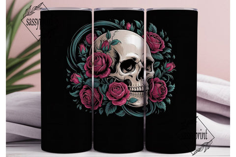 Gothic Rose Skull 20oz Tumbler Wrap Sublimation sassyprint 