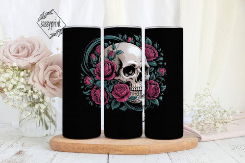 Gothic Rose Skull 20oz Tumbler Wrap Sublimation sassyprint 