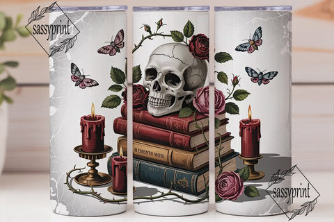 Gothic Rose Skull 20oz Tumbler Wrap Sublimation sassyprint 