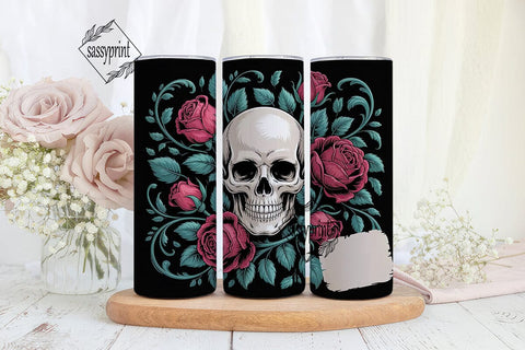 Gothic Rose Skull 20oz Tumbler Wrap Sublimation sassyprint 