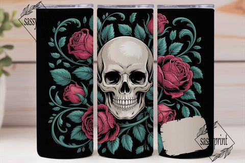 Gothic Rose Skull 20oz Tumbler Wrap Sublimation sassyprint 