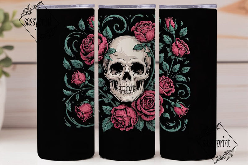 Gothic Rose Skull 20oz Tumbler Wrap Sublimation sassyprint 