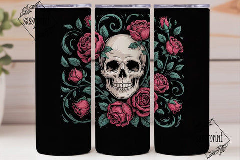 Gothic Rose Skull 20oz Tumbler Wrap Sublimation sassyprint 