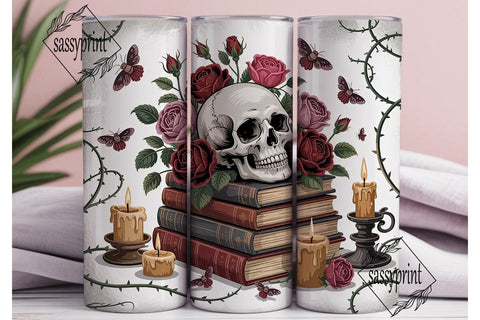 Gothic Rose Skull 20oz Tumbler Wrap Sublimation sassyprint 