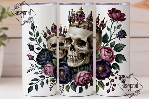 Gothic Rose Skull Crown 20oz Tumbler Sublimation sassyprint 