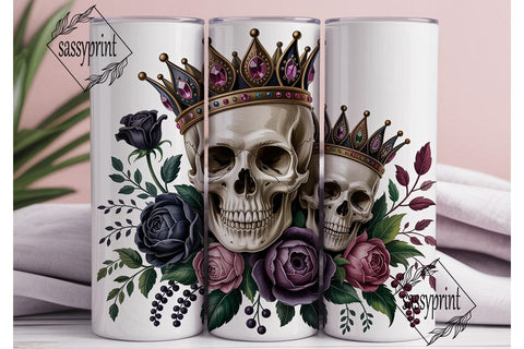 Gothic Rose Skull Crown 20oz Tumbler Sublimation sassyprint 