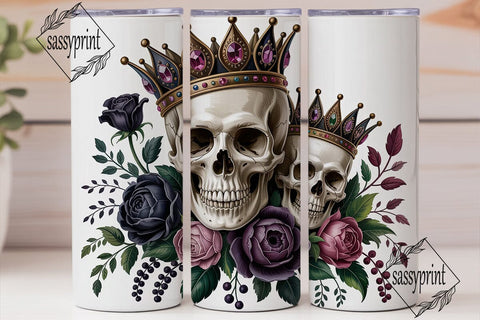Gothic Rose Skull Crown 20oz Tumbler Sublimation sassyprint 