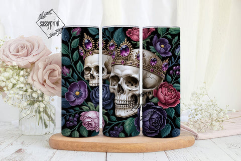 Gothic Rose Skull Crown 20oz Tumbler Sublimation sassyprint 