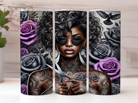 Gothic Rose Tattoo Art 20oz Tumbler Wrap, Alternative Fashion, Tattoo Girl Design, Edgy Gift, Sublimation Design Sublimation Lara' s Designs 