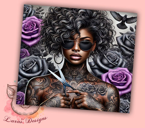 Gothic Rose Tattoo Art 20oz Tumbler Wrap, Alternative Fashion, Tattoo Girl Design, Edgy Gift, Sublimation Design Sublimation Lara' s Designs 