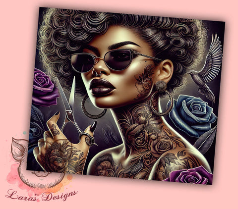 Gothic Rose Tattoo Art 20oz Tumbler Wrap, Alternative Fashion, Tattoo Girl Design, Edgy Gift, Sublimation Design Sublimation Lara' s Designs 