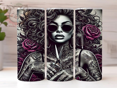 Gothic Rose Tattoo Art 20oz Tumbler Wrap, Alternative Fashion, Tattoo Girl Design, Edgy Gift, Sublimation Design Sublimation Lara' s Designs 