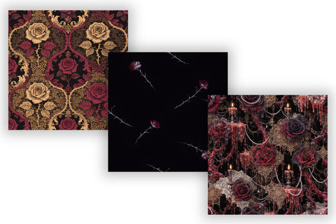 Gothic Rose Thorn Dark Floral Paper, Seamless Dark Pattern Bundle, Printable Scrapbook Paper, Victorian Botanical Design Dark Aesthetic Digital Pattern FloridPrintables 
