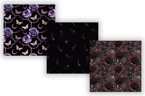 Gothic Rose Thorn Dark Floral Paper, Seamless Dark Pattern Bundle, Printable Scrapbook Paper, Victorian Botanical Design Dark Aesthetic Digital Pattern FloridPrintables 