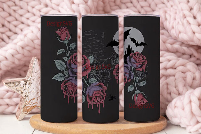 Gothic Rose Tumbler Wrap PNG Sublimation DesignSVG 