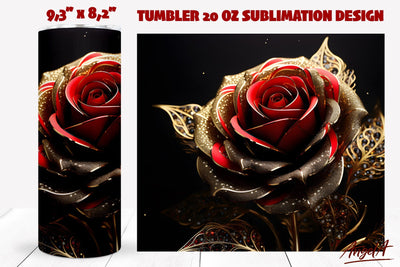 Gothic rose tumbler wrap sublimation / 3d gold rose png Sublimation Angelina Semenova 