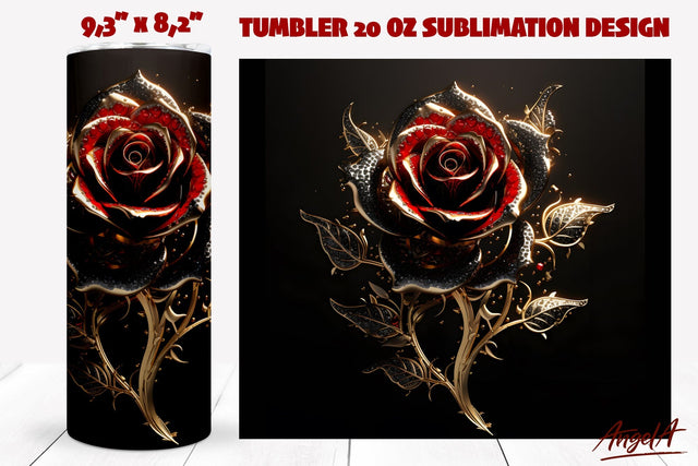 Gothic rose tumbler wrap sublimation / red gold rose png Sublimation Angelina Semenova 