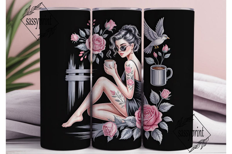 Gothic Rose Tumbler Wrap Sublimation sassyprint 
