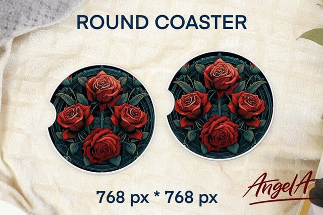 Gothic Roses PNG / Halloween sublimation round coaster Sublimation Angelina Semenova 