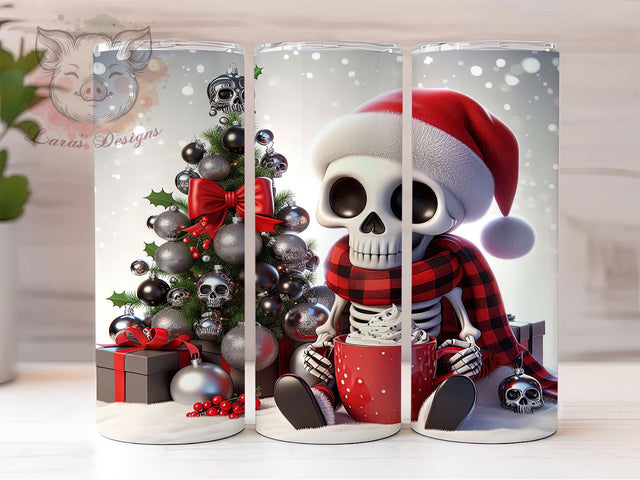 Gothic Skeleton Christmas Tumbler, Dark Christmas Wrap, 20oz Tumbler Sublimation, Creepy Holiday Skeleton Design, Haunted Winter Tumbler, Spooky Christmas Sublimation, Gothic Festive Wrap Sublimation Lara' s Designs 