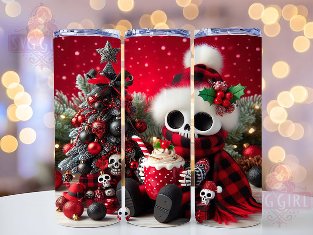 Gothic Skeleton Christmas Tumbler, Dark Christmas Wrap, Skeleton Holiday Design, 20oz Gothic Sublimation, Creepy Christmas Art, Alternative Holiday Mug, Gothic Winter Skeleton Sublimation SvggirlplusArt 