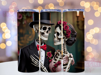 Gothic Skeleton Couple Tumbler, Halloween Theme, Gothic Style, Spooky Romance, Dark Love Pattern, Creepy Cute Design, 20Oz Tumbler, Sublimation Wrap Sublimation SvggirlplusArt 
