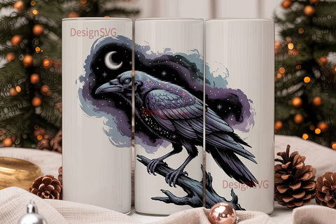 Gothic Skeleton Crow 20oz Tumbler Wrap Sublimation DesignSVG 