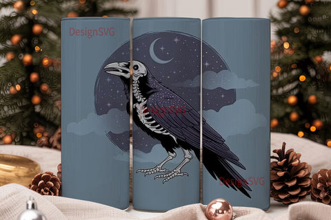 Gothic Skeleton Crow 20oz Tumbler Wrap Sublimation DesignSVG 