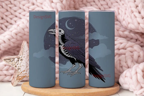 Gothic Skeleton Crow 20oz Tumbler Wrap Sublimation DesignSVG 